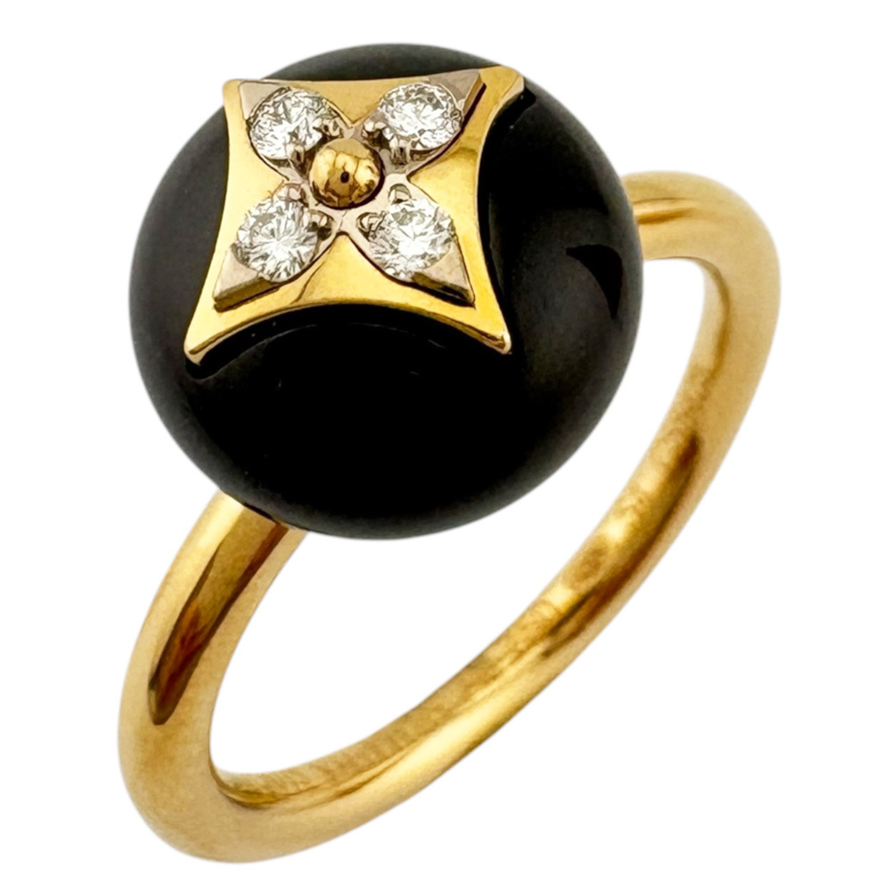 Louis Vuitton Bague B Blossom Ring, 14.18K Yellow Gold, Onyx, Diamond, Women'...